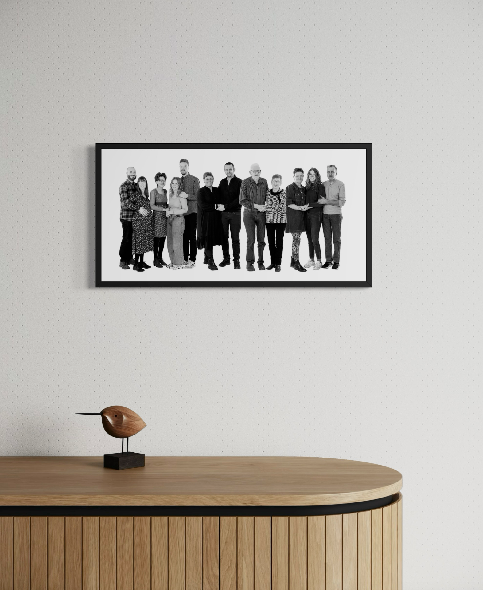 Familiebillede på væg – eksempel på den unikke teknik